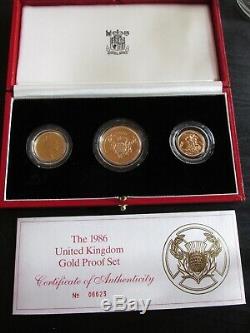 1986 United Kingdom Gold Proof Set Avec Étui D'affichage Et Certificat D'authenticité