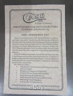 1993 Case XX 7 Dot 4 Set Couteau Mint Noyer / Affichage Verre Coa 1 500 Htf