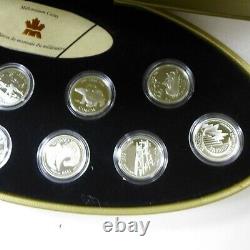 1999 Et 2000 Canada Silver Millennium 12-coin Set Withdisplay Case & Coa