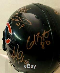 2010 Chicago Bears Équipe Autographié Signé Mini Casque Withdisplay Case & Aaa Coa