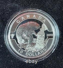 2013 O Canada 10,9999 $ Argent Fin 12 Pièce De Monnaie Avec Coa & Vitrine