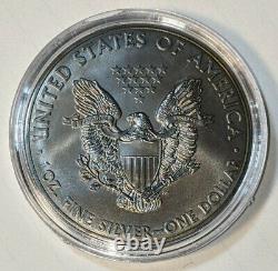 2014 American Silver Eagle Burning Liberty 1oz Silver In Display Case Avec Coa
