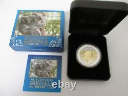 2014 Australie Gilded 24kt Or. 999 Koala D'argent Avec Boîtier D'affichage & Coa