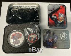 2014 Marvel Avengers Niue Argent 4 1 Oz Coin Set Avec Coa & Display Case / Boîte