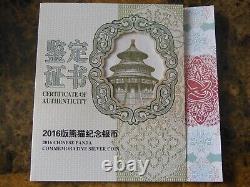 2016 Chine 150g Panda en argent BU pièce chinoise avec étui de présentation et certificat d'authenticité