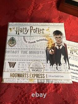 2020 Niue 1/4 oz Preuve d'Or Hogwarts Express avec boîte d'affichage en bois et COA