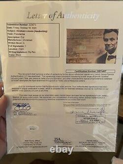 Abraham Lincoln Verbe Authentique Écrit À La Main Acrylique Cas D'affichage Jsa Loa Coa