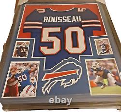 Affichage encadré du maillot signé de Gregory Rousseau des Buffalo Bills avec certificat d'authenticité JSA