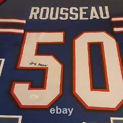 Affichage encadré du maillot signé de Gregory Rousseau des Buffalo Bills avec certificat d'authenticité JSA