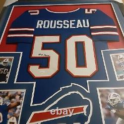 Affichage encadré du maillot signé de Gregory Rousseau des Buffalo Bills avec certificat d'authenticité JSA