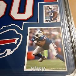 Affichage encadré du maillot signé de Gregory Rousseau des Buffalo Bills avec certificat d'authenticité JSA