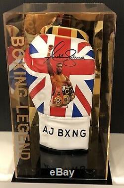 Anthony Joshua Signé Gant De Boxe Cas Aj Display Bxng Champion Du Monde Aftal Coa