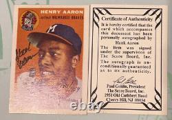 Autographié Hank Aaron 1954 Topps Rookie Reprint, Coa & Display Cas