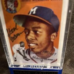 Autographié Hank Aaron 1954 Topps Rookie Reprint, Coa & Display Cas