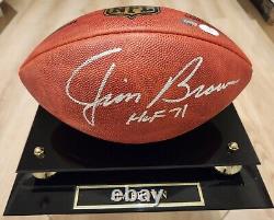 Balle de football NFL signée par Jim Brown (Wilson) avec inscription HOF JSA COA & étui personnalisé