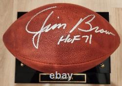 Balle de football NFL signée par Jim Brown (Wilson) avec inscription HOF JSA COA & étui personnalisé