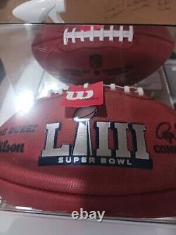 Ballon de football dédicacé de Rob Gronkowski du Super Bowl 53 avec certificat d'authenticité et vitrine