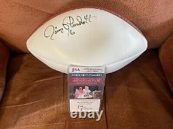 Ballon de football signé par Jim Plunkett des Raiders et des Patriots avec certificat d'authenticité JSA et boîte de présentation