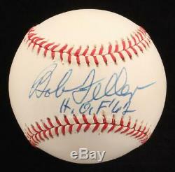 Bob Feller Signé Oal Baseball Inscribed H. O. F'62 Avec Affichage De Cas Psa Coa