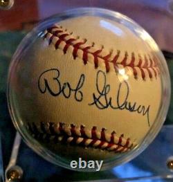 Bob Gibson Autographié Psa / Dna Assermentée Baseball Withcard & Display Cas Coa