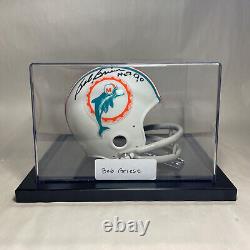Bob Griese Miami Dolphins Casque Mini signé et inscrit avec boîtier d'affichage JSA COA