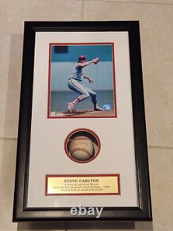 Boîte à ombres de baseball signée Steve Carlton édition limitée COA Phillies