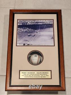 Boîte d'ombre de baseball signée Bobby Thomson Ralph Branca Édition limitée COA