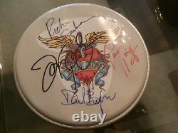 Bon Jovi @ Band Signed Guitar Drum Head Withpick, Display Cas Avec Coa Awesome