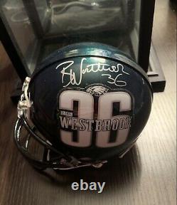 Brian Westbrook A Autographié Philadelphia Eagles Mini Casque Coa & Display Case