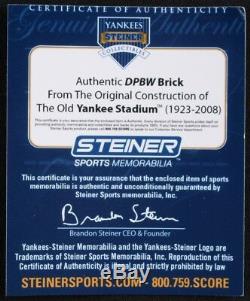 Brique Authentique Du Stade Original Yankees Avec Display Case & Steiner Coa