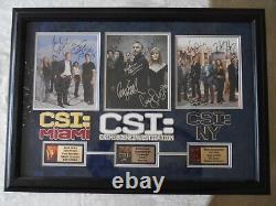 CSI, CSI Miami et CSI NY photos autographiées dans un cadre d'affichage incluant un certificat d'authenticité