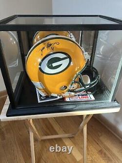 Casque NFL Riddell de taille réelle signé par Brett Favre / Certificat d'authenticité et vitrine