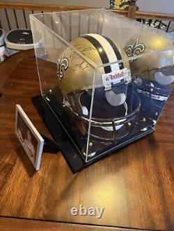 Casque authentique Riddell de Drew Brees avec boîtier miroir et COA