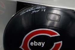 Casque de réplique autographié Dick Butkus HOF Chicago Bears avec certification JSA COA et boîtier d'affichage