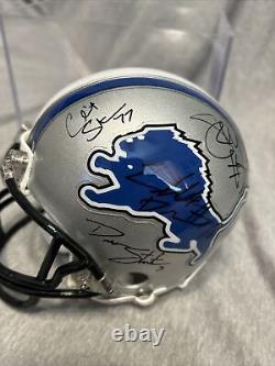Casque mini Riddell multi-joueurs des Detroit Lions avec signature et boîtier d'affichage SANS COA