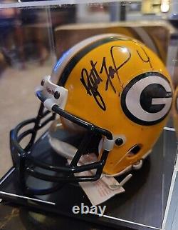 Casque mini-auto Riddell Brett Favre avec certificat d'authenticité et présentoir Sport Gallery en 1998-PACKERS