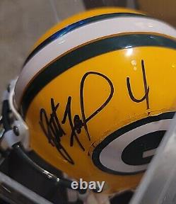 Casque mini-auto Riddell Brett Favre avec certificat d'authenticité et présentoir Sport Gallery en 1998-PACKERS