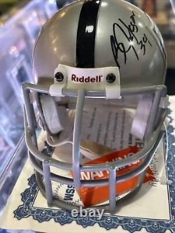 Casque mini autographié Bo Jackson des Oakland Raiders avec boîtier d'affichage et COA
