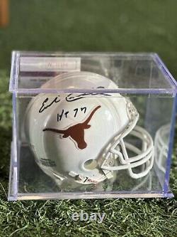 Casque mini signé Earl Campbell de l'Université du Texas avec certificat d'authenticité JSA et vitrine d'exposition