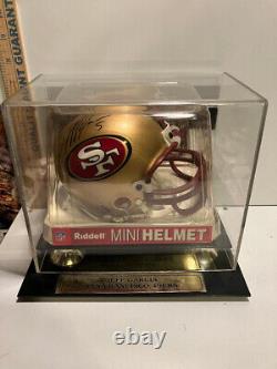 Casque mini signé NFL SAN FRANCISCO 49ers JEFF GARCIA avec boîtier d'affichage et COA