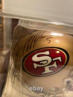 Casque mini signé NFL SAN FRANCISCO 49ers JEFF GARCIA avec boîtier d'affichage et COA