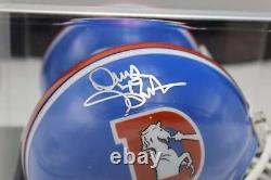 Casque mini signé par Dennis Smith des Denver Broncos avec certificat d'authenticité JSA et boîte d'exposition