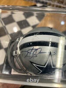 Casque miniature autographié de Deion Sanders des Dallas Cowboys avec certificat d'authenticité et boîtier de présentation