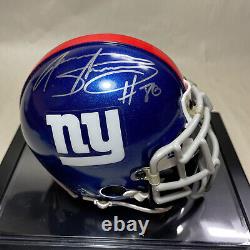 Casque miniature signé des New York Giants de Jeremy Shockey avec boîtier d'exposition - Steiner COA