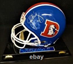 Casque signé autographié NFL Pro Line John Elway #7 Denver Broncos dans une boîte, COA