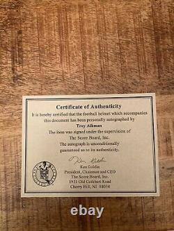 Casque taille réelle signé par Troy Aikman des Cowboys avec certificat d'authenticité et boîtier d'exposition