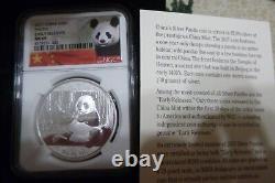 Chine 2017. Pièce de panda en argent 999 NGC MS69 Early Release COA dans un étui de présentation
