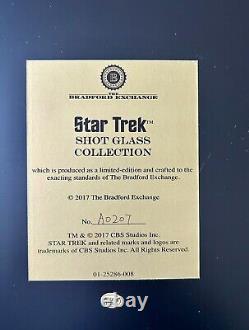 Collection de verres à shot Star Trek, étui d'affichage personnalisé 2017 COA Bradford Exchange