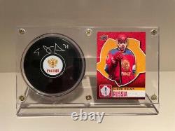 Coupe Du Monde De Hockey 2016 Evgeni Malkin Puck Autographié Avec Coa + Cas D'affichage