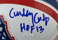 Culp Curley Signé Hof 13 Houston Oilers Mini Casque (jsa Coa) Avecaffichage